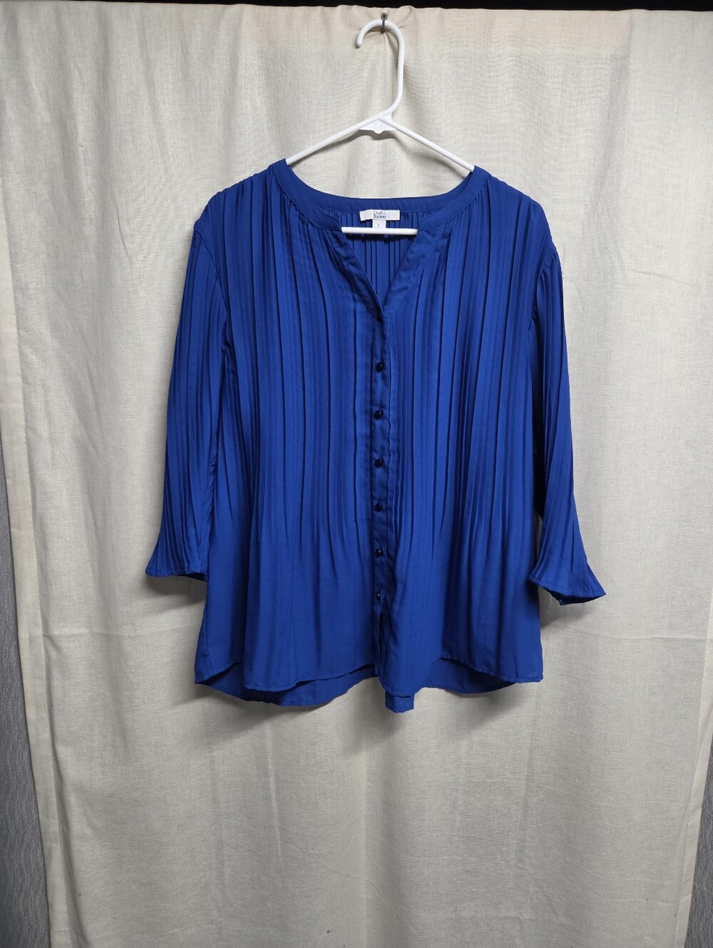 💙 croft & barrow Royal Blue Pleated Button-Front Blouse